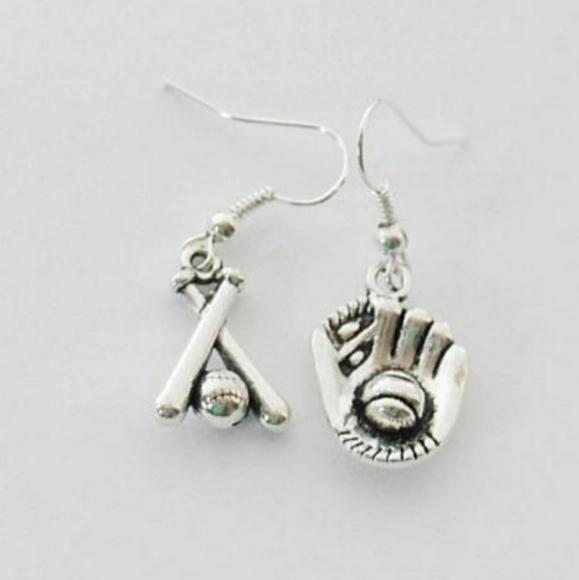 Baseball  Fun .925 Sterling Silver Earrings - Picture 1 of 2